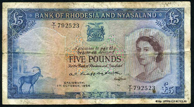       (Catalogue of banknotes of Rhodesia and Nyasaland)