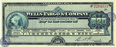 Welss Fargo & Company 20 Dollars