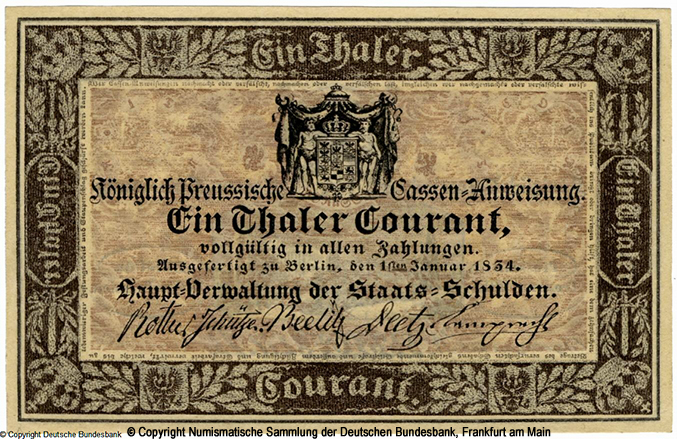 Hauptverwaltung der Staatsschulden 1 Thaler 1834