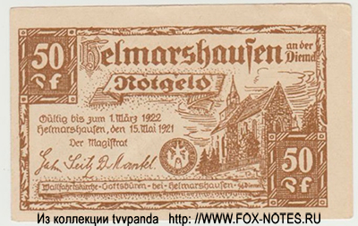 Stadt Helmarshausen Notgeld. 1. Mai 1921. 50 Pfennig