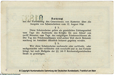Schatzschein. 5 Mark. 12ten August 1914.