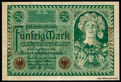 Reichsbank. Reichsbanknote. 50 Mark 23. Juli 1920. 