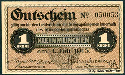Kriegsgefangenenlager Kleinmünchen 1 Krone 1915