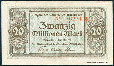 Landkreis Wiesbaden 20 Millionen Mark 1923. Notgeld
