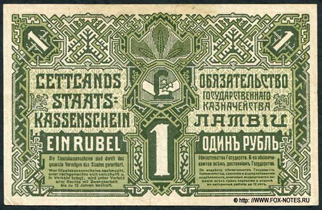 Latwijas Walsts kaşes sihme 1 Rublis 1919 Kārlis Puriņš - Kārlis Vanags