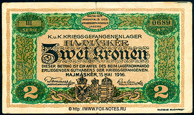 K.u.K. Kriegsgefangenenlager Hajmáskér 2 Kronen 1916
