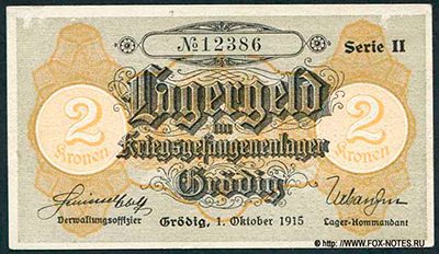 Lagergeld in Kriegsgefangenenlager Grödig 2 Kronen 1915