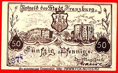 Notgeld der Stadt Franzburg. 50 Pfennig 1921.