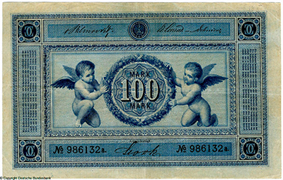Прусская банкнота 100 марок выпуск от 1 мая 1874 года.
