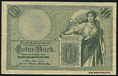 Reichskassenschein. 6. Oktober 1906. Gesetz vom 30. April 1874 und vom 5. Juni 1906.