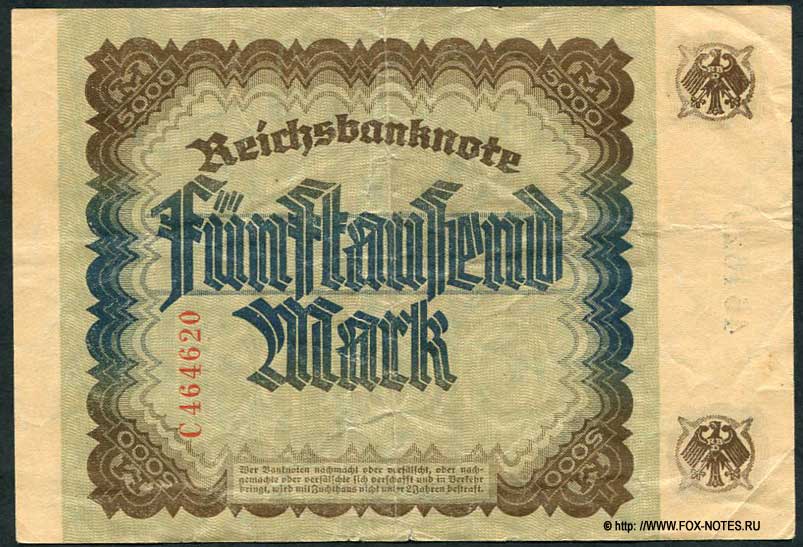 Germany banknote 5000 marks 1922