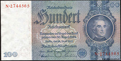 Reichsbank. Reichsbanknote. 100 Reichsmark. 24. Juni 1935.  