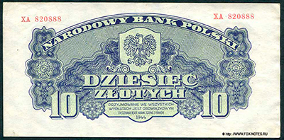 Narodowy Bank Polski 10 злотых 1944 БАНКНОТА