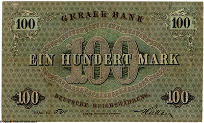 Die Geraer Bank 100  1874  