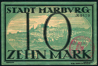 Stadt Marburg 10 Mark 1918
