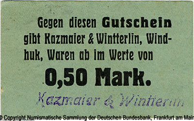 Kazmaier & Wintterlin Gutschein 0,50 Mark