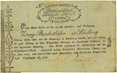 Königliches Finanz-Collegium.  Schein. 2 Reichsthaler 24 Schilling. 1807.