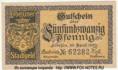 Stadt Löbejün 25 Pfennig 1920