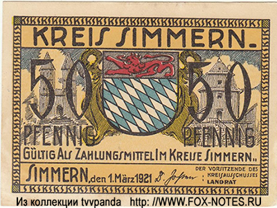 Kreis Simmern 50 Pfennig 1921