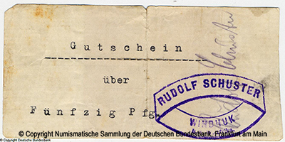 Rudolf Schuster / Windhuk 50 Pfennig