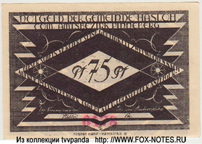 Gemeinde Hasloh 75 Pfennig 1921 NOTGELD