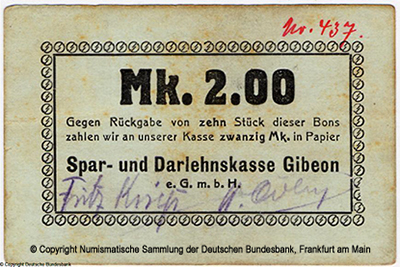 Spar- und Darlehnskasse Gibeon e.G.m.b.H. k. 2 Mark