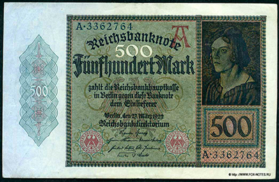 Reichsbank. Reichsbanknote. 27. März 1922.