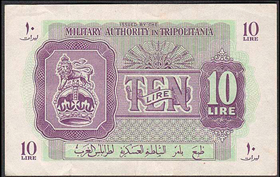 Military Authority in Tripolitania 10 Lire 1943