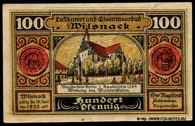 Gemeinde Wilsnack 100 Pfennig 1920