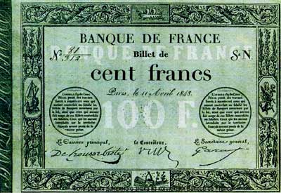 Banque de France 100 Francs 1848 provisoire II