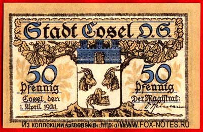 Stadt Cosel O.S. 50 Pfennig Notgeld