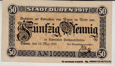Stadt Düren 50 Pfennig 1917 Notgeld
