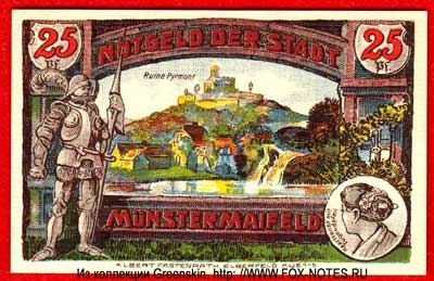 Notgeld der Stadt Münstermaifeld. August 1921. 25 Pfennig