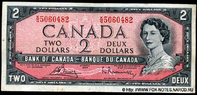 Bank of Canada 2 Dollars 1954