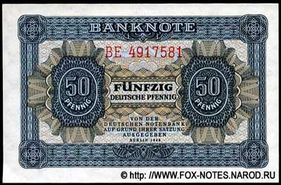Deutschen Noten Bank Banknote 50 Deutsche Pfennig 1948