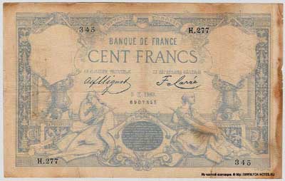 Banque de France 100 francs 1883 indices noirs