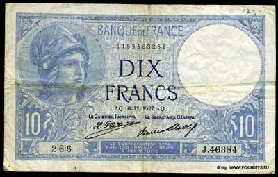 Banque de France 10 francs 1927  L.Platet P.Strohl