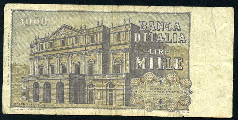 Banknote of Italy 100 lire 1973