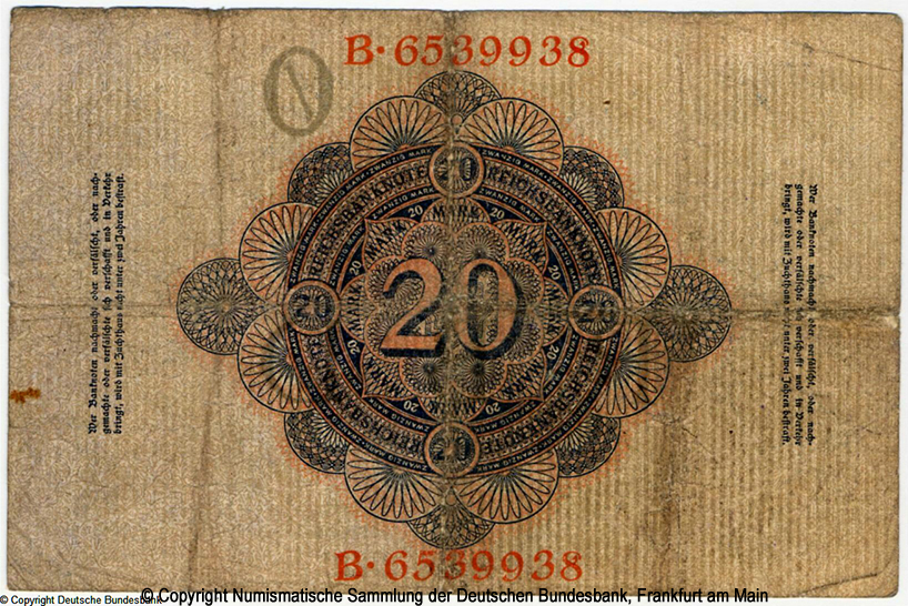 Reichsbanknote. 20 Mark. 7. Februar 1908.