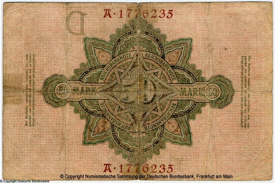 Reichsbanknote. 50 Mark. 8. Juni 1907.