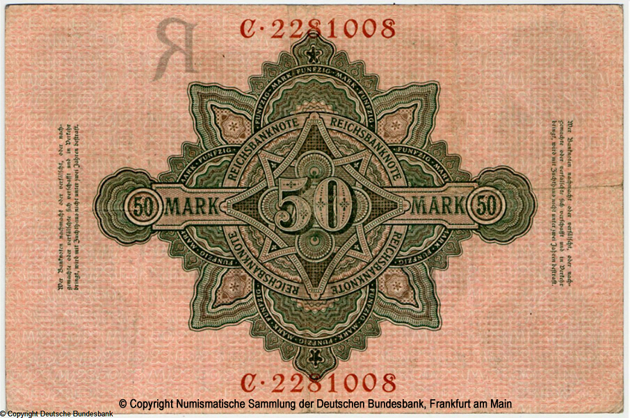 Reichsbanknote. 50 Mark. 7. Februar 1908.