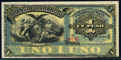 Banco de Durango 1 Peso 1891 /  