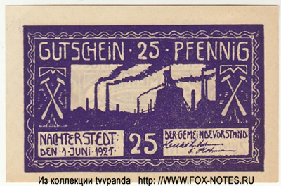 Gemeindekasse Nachterstedt  25 Pfennig 1921 NOTGELD