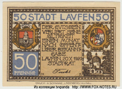Stadt Laufen 50 Pfennig 1921 NOTGELD