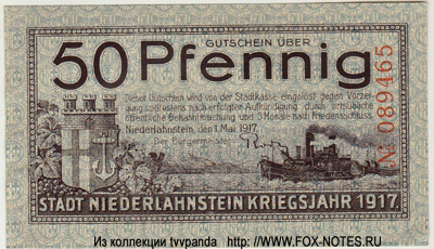 Stadt Niederlahnstein 50 Pfennig 1917 / NOTGELD