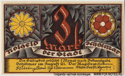 Notgeld der Stadt Schötmar. 3 Mark. August 1921
