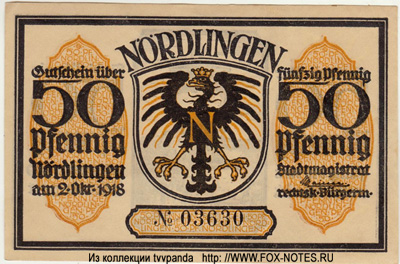 Stadt Nördlingen 50 Pfennig 1918  / NOTGELD DEUTSCHLAND