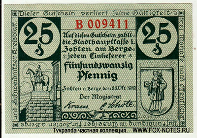 Stadt Zobten am Berge 25 Pfennig 1919 Notgeld
