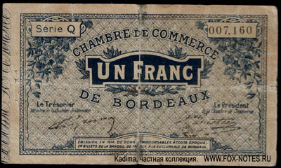 Chambre de Commerce de Bordeax 1 Franc