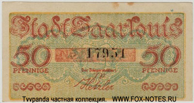 Stadtkasse Saarlouis 50 Pfennig 1920. NOTGELD